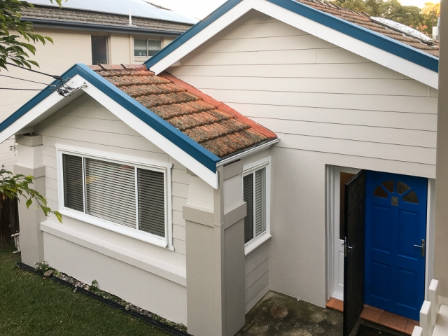 Naremburn Cottage Exterior Colours Exterior Colour Makeover Flow Colour Colour Consulting Exterior Colour Design Bright Blue Front Door